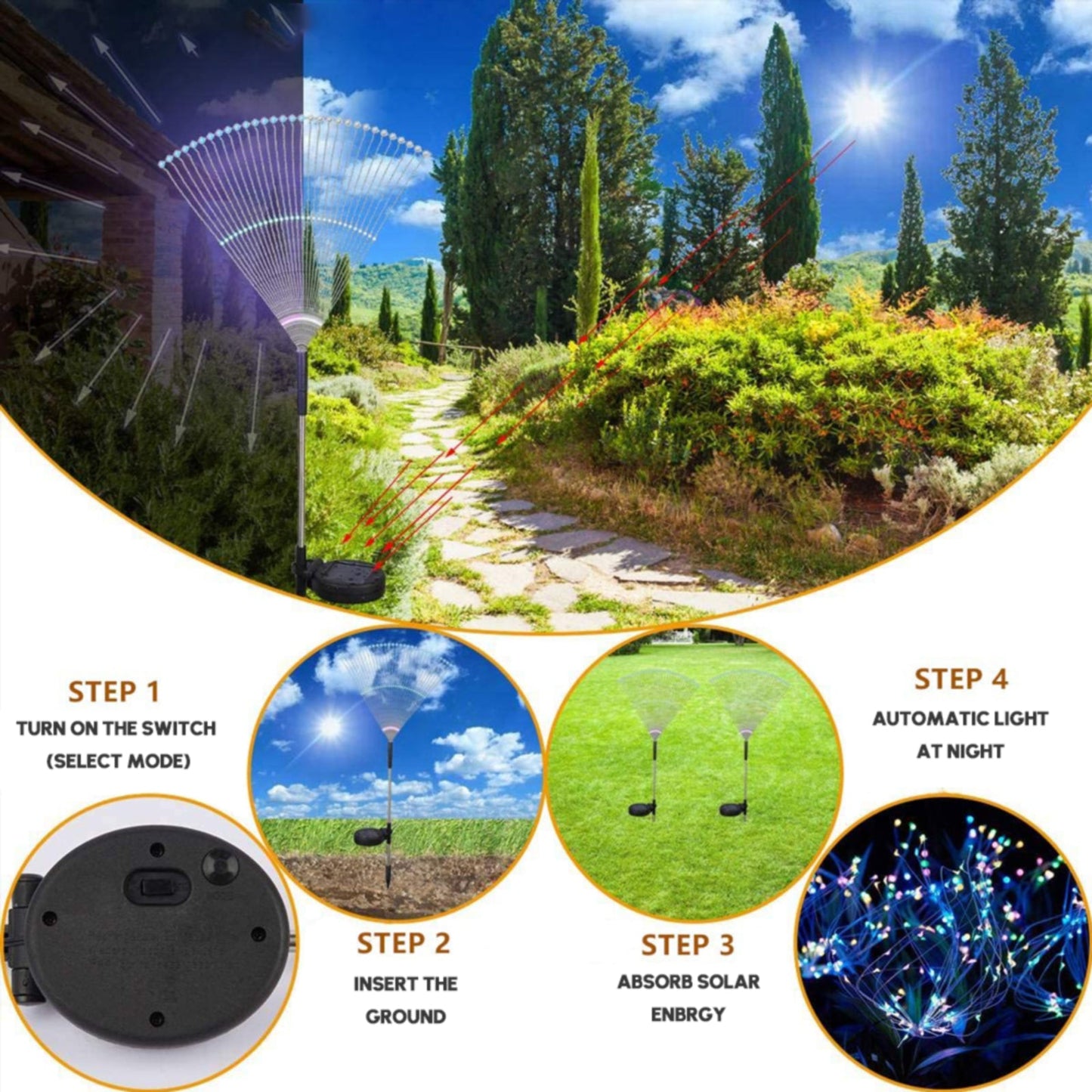 Pack Outdoor Solar LED Garden Lights - Waterproof & Decorative